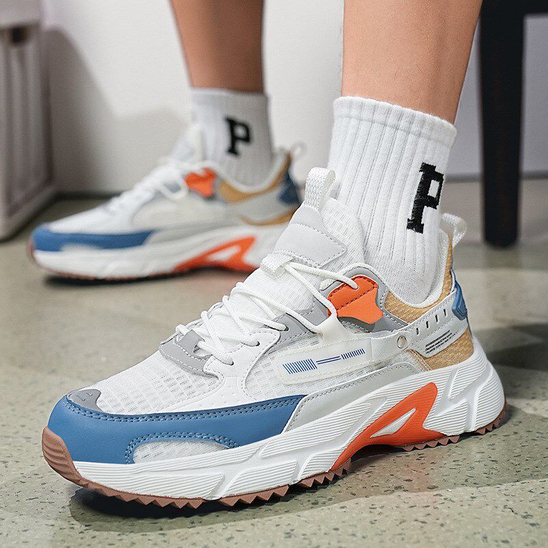 大码男鞋夏季冰丝网面透气运动鞋男款跑步鞋学生青少年老爹鞋48码
