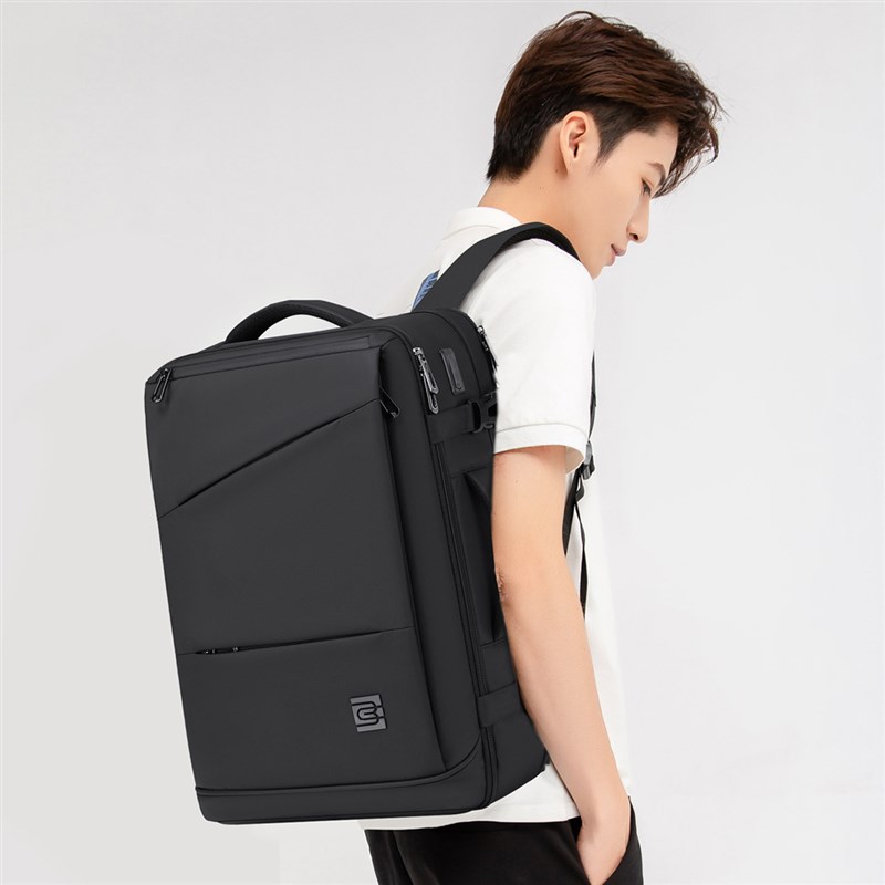 方形旅行背包男双肩包大容量可扩容商务旅行包短途行李包电脑书包