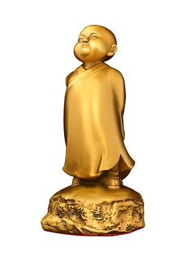 全铜小沙弥摆件家用办公室桌面小号装饰品背手而立宁静致远小和尚
