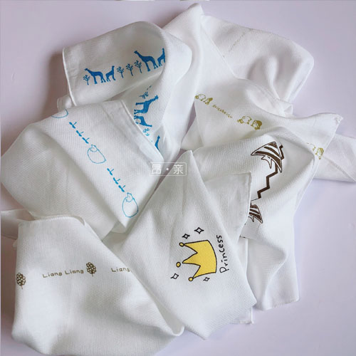 良口水巾新生婴儿纯棉q手帕方巾小孩单层薄夏白色宝宝可爱擦手绢