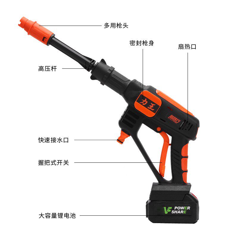 锂电洗车神器高压无线洗车机家用便携式水枪o清洗机力王无线洗车