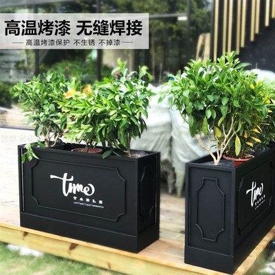 户外长方形花箱售楼部室外庭院铁艺种植箱广场街道花槽可移动组合