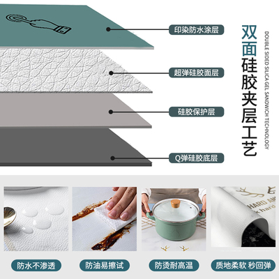 椭圆形桌垫防水防油防烫免洗轻奢硅胶可H折叠圆桌餐桌布茶几桌垫