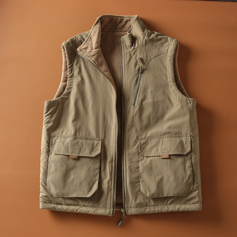 秋冬新款户外防风防水男士摇粒绒加绒加厚保暖双面穿多袋工装马甲,男装,常规马甲,淘宝优惠券,粉丝福利购,淘宝优惠卷