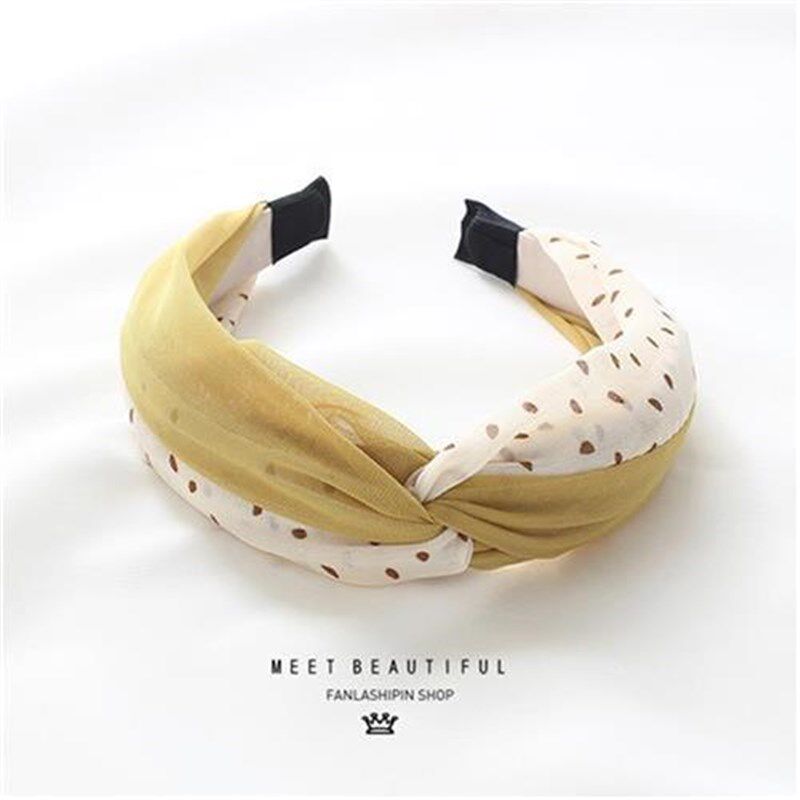 i简约百搭清新宽边o交叉q洗脸发箍女气质布艺波点雪纺头箍头饰品