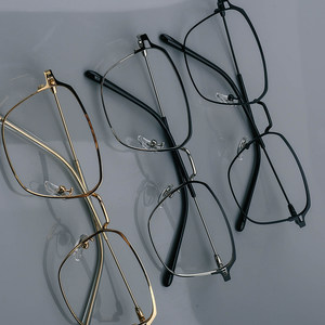 墨守日系复古金丝半框防蓝光辐射大框眼镜近视变色方眼睛男大脸宽