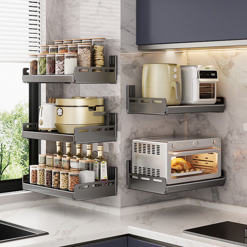 束丰家居厨房烤箱微波炉壁挂式置物架免打孔上墙支架多功能收纳,家装主材,置物架,淘宝优惠券,粉丝福利购,淘宝优惠卷