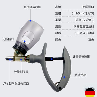 速发德国进口猪用可调连续注射器超节省疫苗猪鸡兽用注射针器油苗