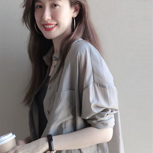 速发防晒衣女款2023新款衬衣开衫宽松薄款丝光透气防晒服衬衫上衣