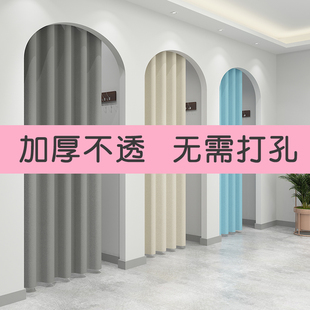 店可伸缩免打孔遮挡布帘子夏季 门帘隔断帘商用试衣间服装 空调挡风