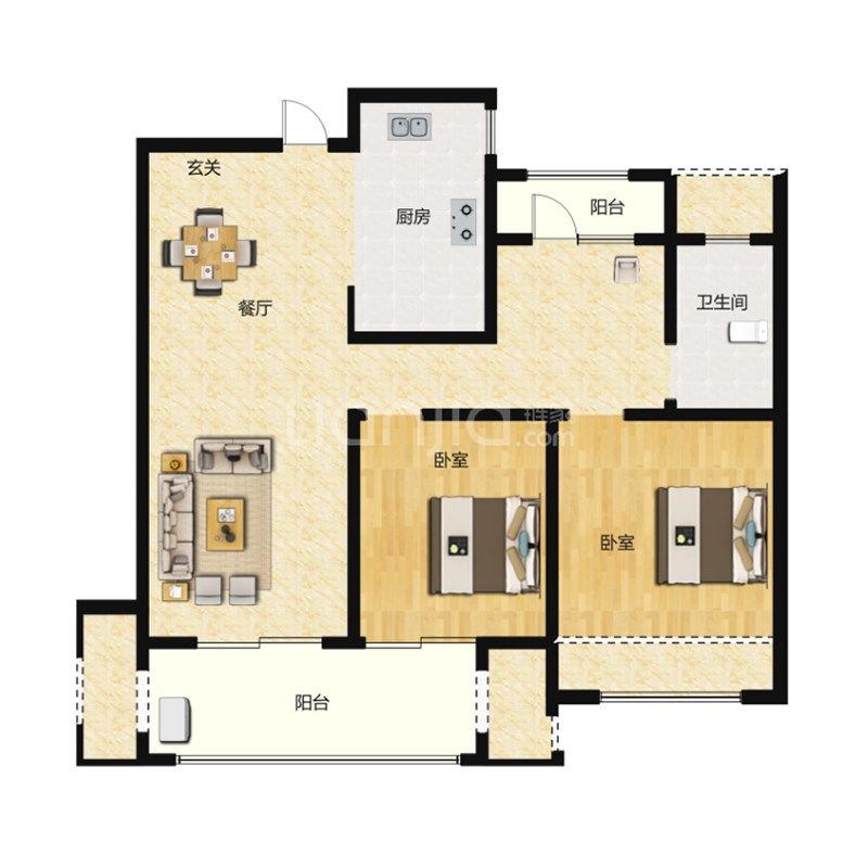 户型图在线分析店铺办公室住宅家居布局看房子选房屋装修缺角摆件
