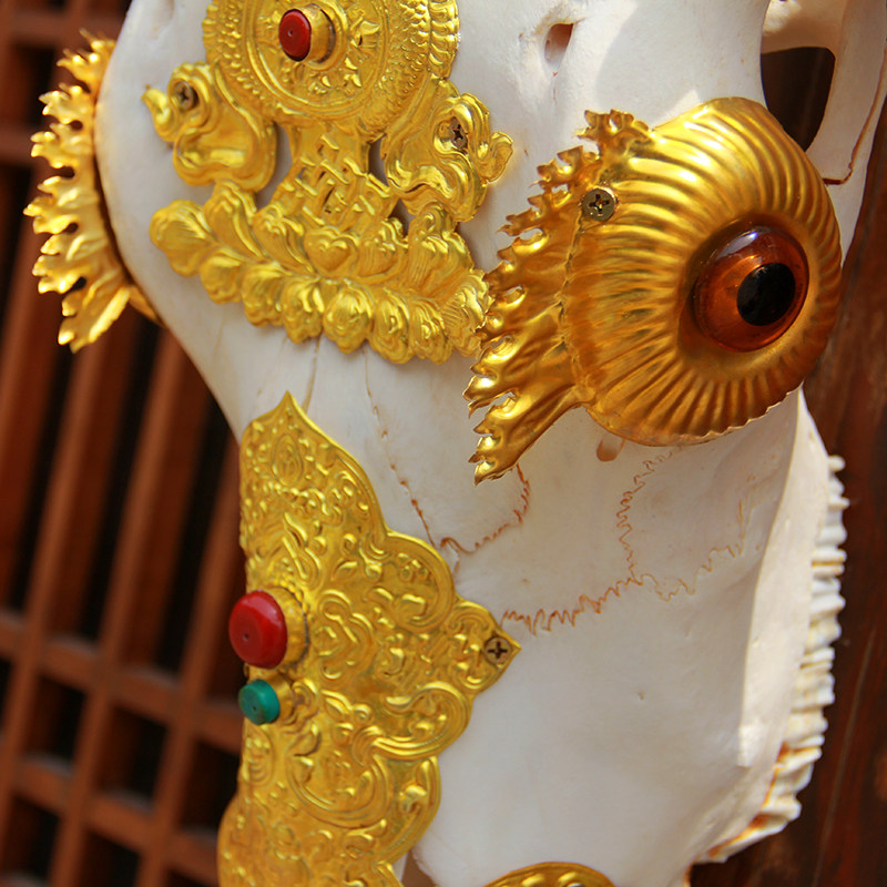 手工镶嵌牛头骨装饰品牦牛头包铜办公f室酒吧客厅墙面壁饰挂件礼