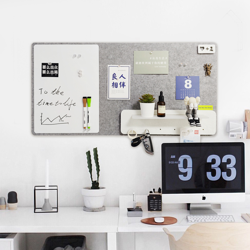 毛毡板留言板洞洞板照片墙软木板磁白板墙贴幼儿园置物架免打孔