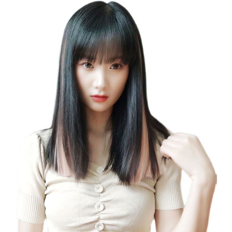 假发女直发彩色挂耳染假发片长发y挑染一片式lisa同款接发片染发