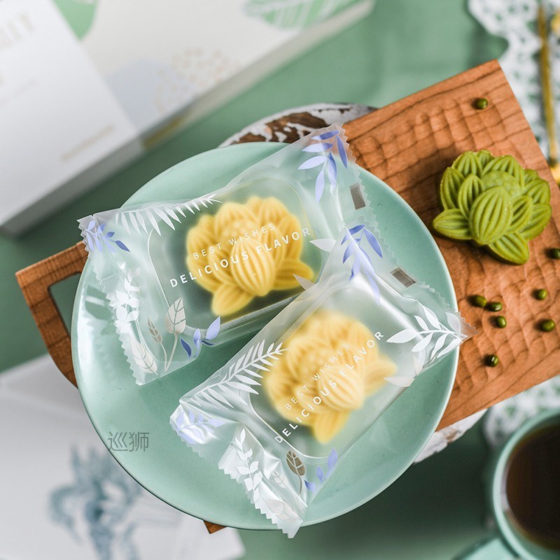 新品100 pieces Morandi color mung bean cake packaging bag, s