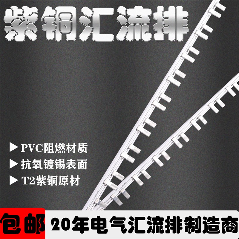 2P紫铜汇流排32A 40A 63A导轨汇流排c45空气开关漏电断路器接现货