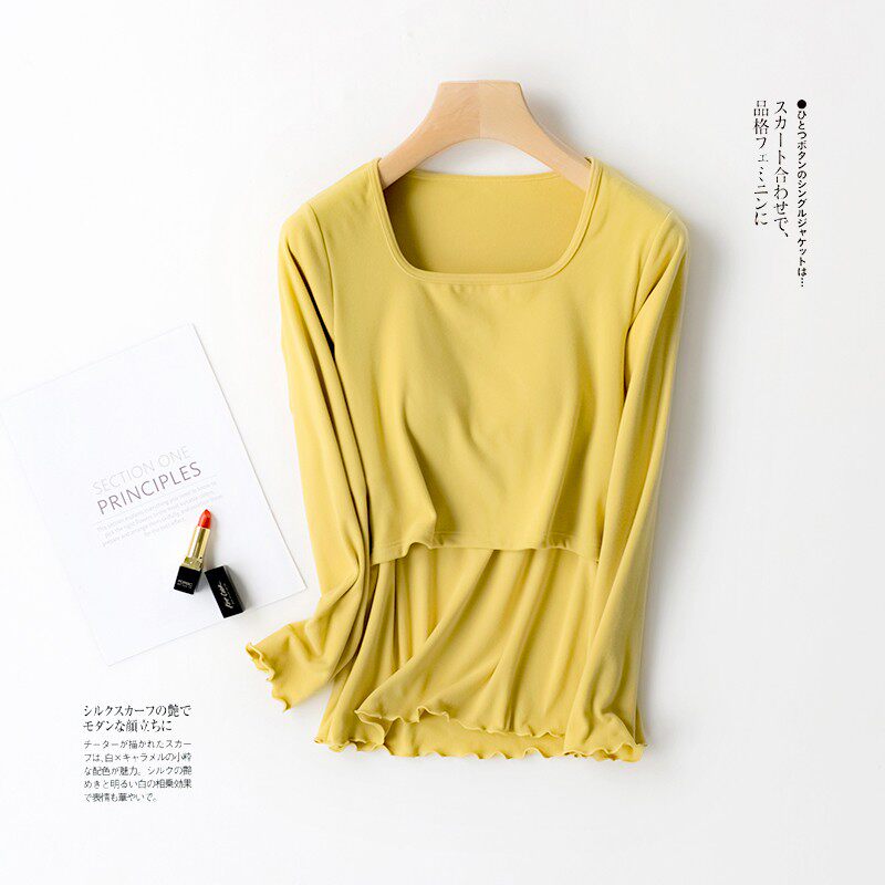 德绒孕妇秋衣单件哺乳上衣秋冬季产后喂奶衣睡衣月子服打底衫