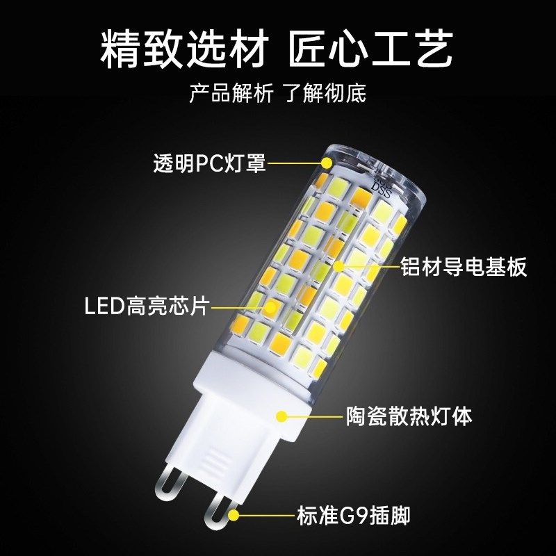 G9灯泡led光源节能玉米灯泡陶瓷家用照明白暖三色光220V高亮插泡,家装灯饰光源,LED玉米灯,淘宝优惠券,粉丝福利购,淘宝优惠卷