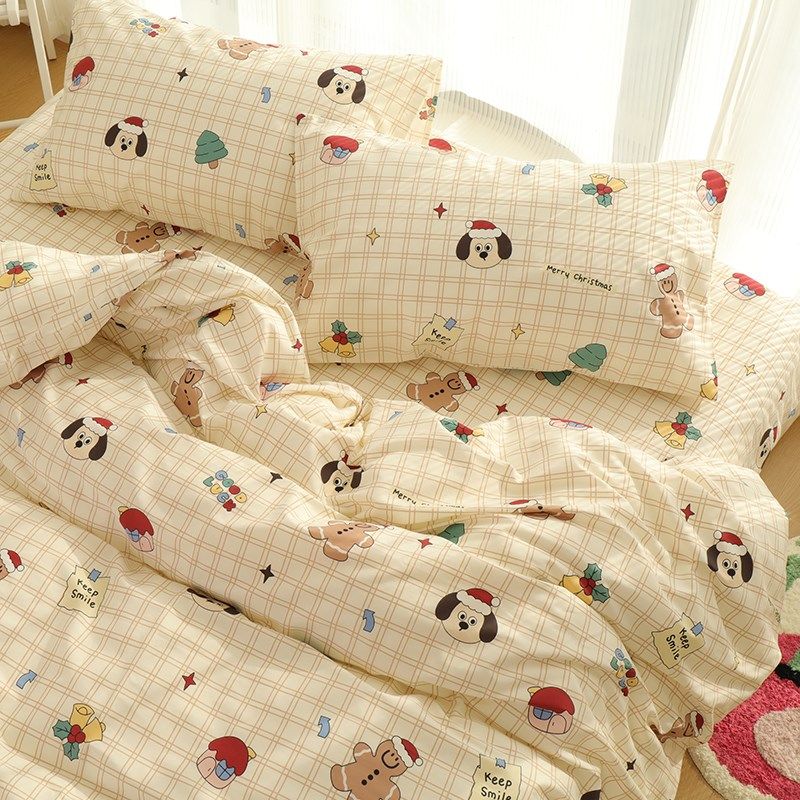温馨圣诞节 儿童可爱卡通床上四件套全棉床单学生宿舍三件套,床上用品,床品套件/四件套/多件套,淘宝优惠券,粉丝福利购,淘宝优惠卷