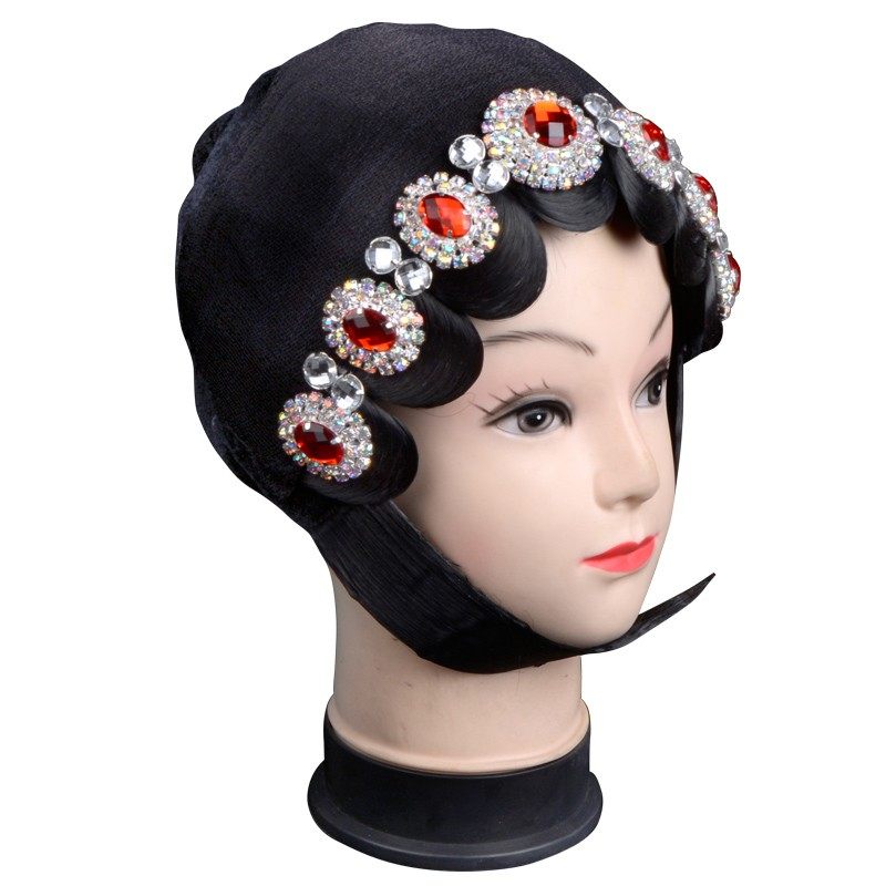 极速正龙戏装 京剧戏曲戏剧舞蹈头饰包头花旦小姐头套整体 青衣头