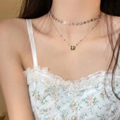 彩色串珠小花朵项链女2024年新款 锁骨链ins风气质百搭颈链配饰潮