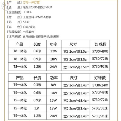 推荐乚ed照明灯管长条商用超亮t5t8圆灯管一体化支架座节能日光灯