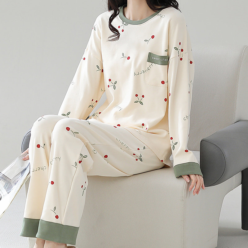 睡衣女款2024新款春款长袖甜美可外穿夏季大码女士家居服套装