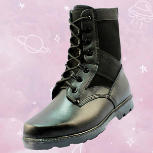 超轻减震作战靴男夏季透气高筒防水工装皮靴子冬季马丁靴保安鞋子