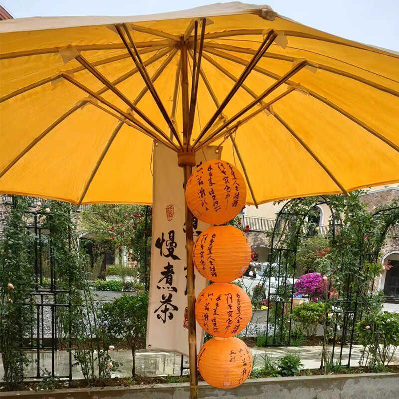 油布大伞户外大伞煮茶伞景区古典伞老式防雨桐油竹木伞遮阳中国风