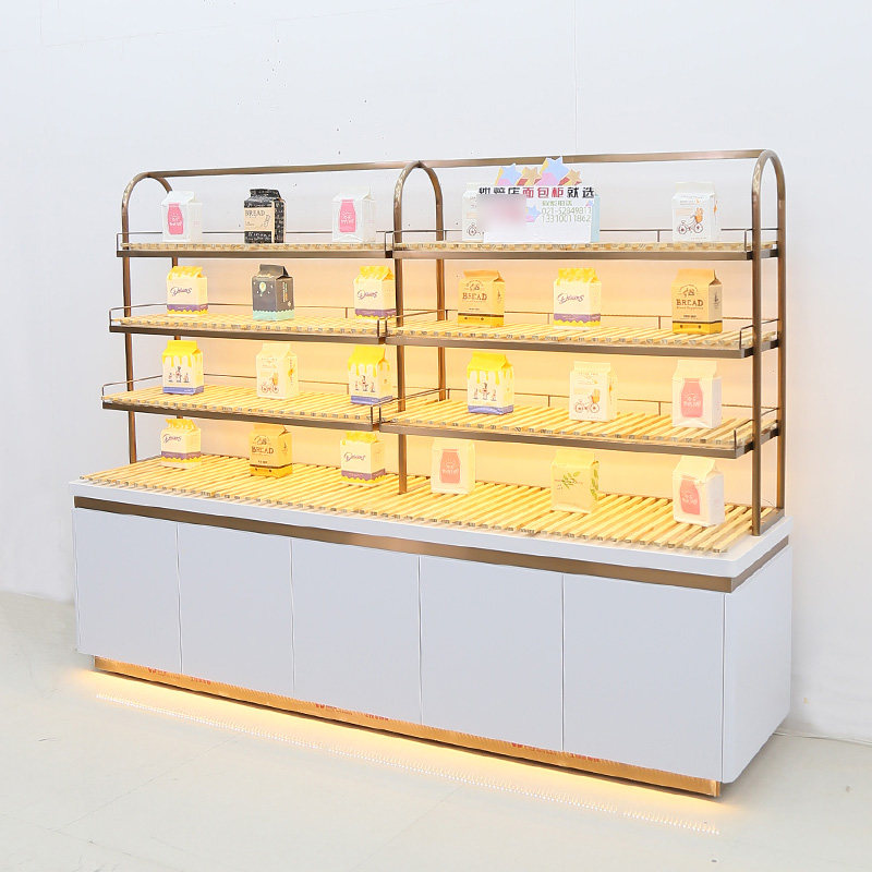 新款面包柜弧形展示柜玻璃商用边柜蛋糕店展示架子烘培柜台实木中