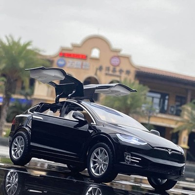 速发1:24 Tesla Model-X Alloy Car Diecast Sound And Light Pul