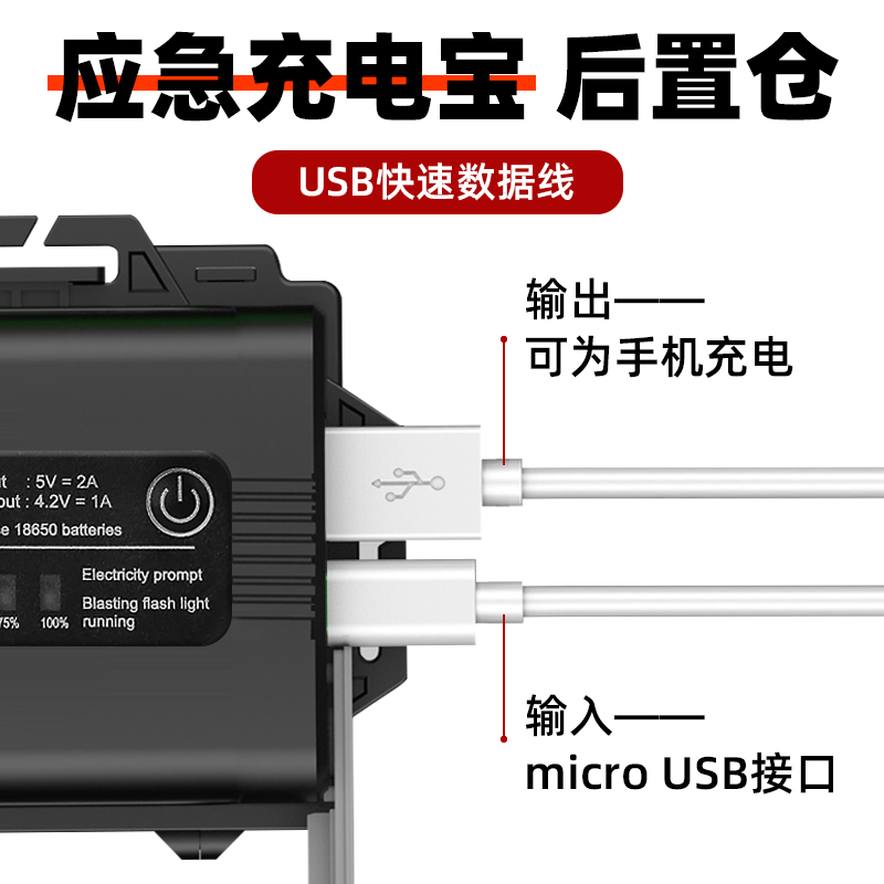 极速T50头灯强光充电超亮头戴式手电筒户外远射夜钓灯专用超长续