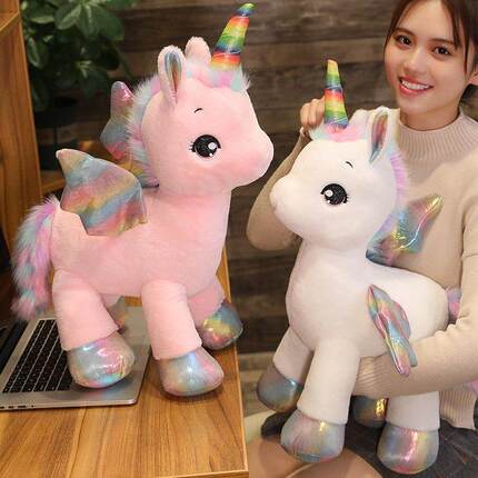 新品.Lovely rainbow unicorn baby doll web celebrity pony toy