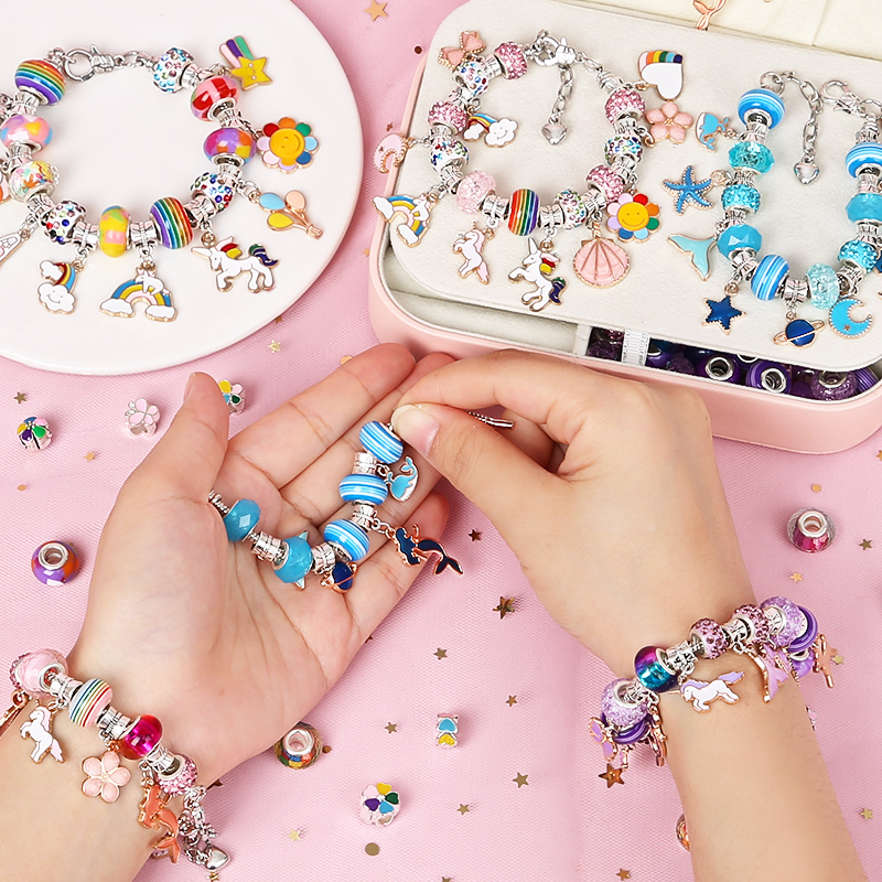 串珠手工diy制作材料包女童手链儿童玩具女孩项链穿珠子益智小孩8