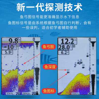 新品探鱼器有钓声纳声呐探测器筏I钓船线冰钓音款超新波找