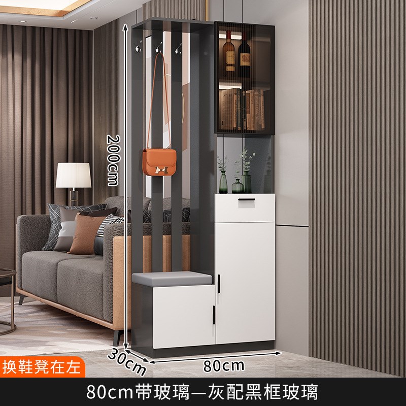 轻奢实木家用玄关柜鞋柜一体现代简约酒柜进O门玄幻柜屏风隔断客