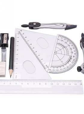 *10pcs/set Plastic+metal Geometry Protractor Set Drawing Sch