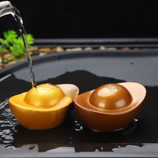 茶盘摆件小饰品变色茶宠可养茶台个性 饰茶 创意茶趣金元 宝X茶桌装