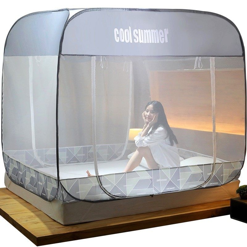 蒙古包蚊帐免安装1.8m床支架家用折叠1.5米三开门加密2米1.2纹账,床上用品,蚊帐,淘宝优惠券,粉丝福利购,淘宝优惠卷