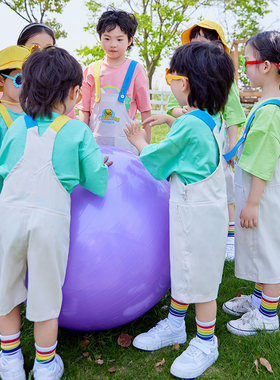 六一儿童b啦啦队团体演出小清新背带裤幼儿园毕业拍照班服表演服