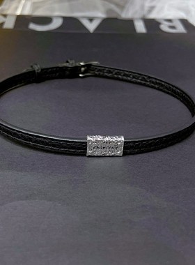 时尚设计字母颈圈小众高s级感皮质项链锁骨链气质闪钻项圈潮女