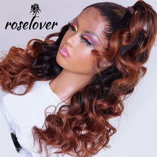 速发Ombre Brown Color 360 Lace Frontal Wig Full Lace Wig Hum