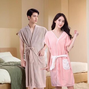 女士可穿式浴巾情侣款一对浴袍速干裹巾2024新款大人男款洗澡可裹