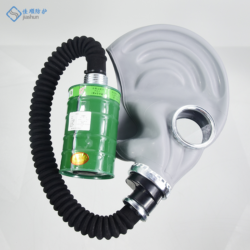 普达皮脸长管防毒具化工农药消防防护面罩导气管滤毒罐三件套