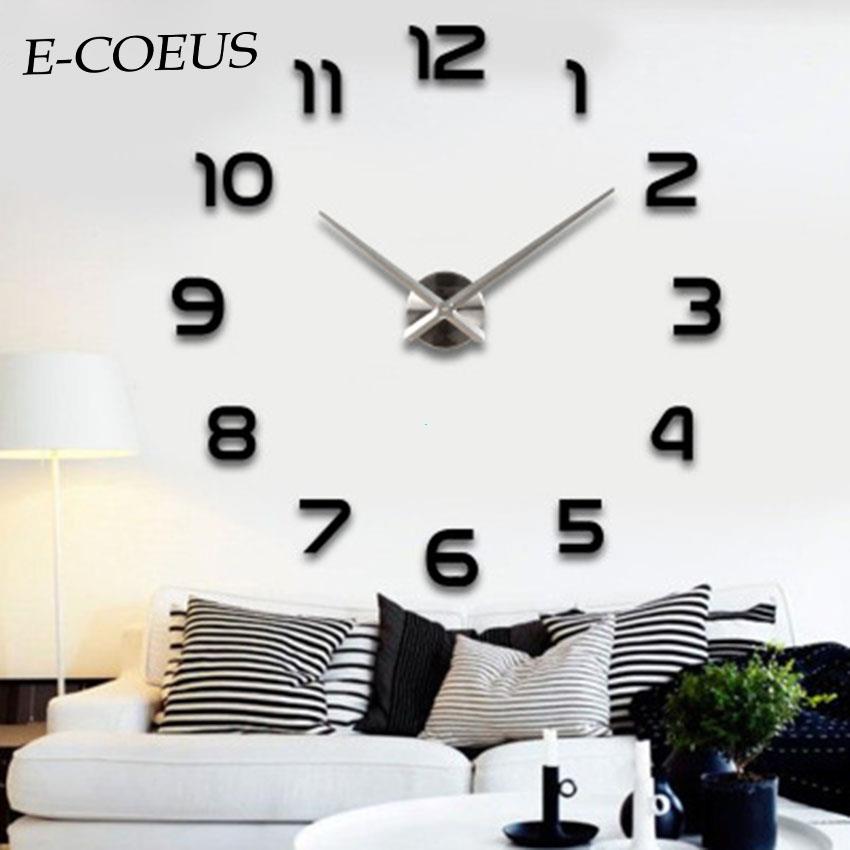 极速Mirror DIY Large Digitial 3D Big Beautiful Wall Clocks H