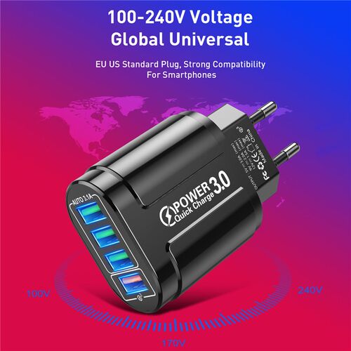 USLION 3A Fast Charger For iPhone 12 11 4 Port 48W Wall USB