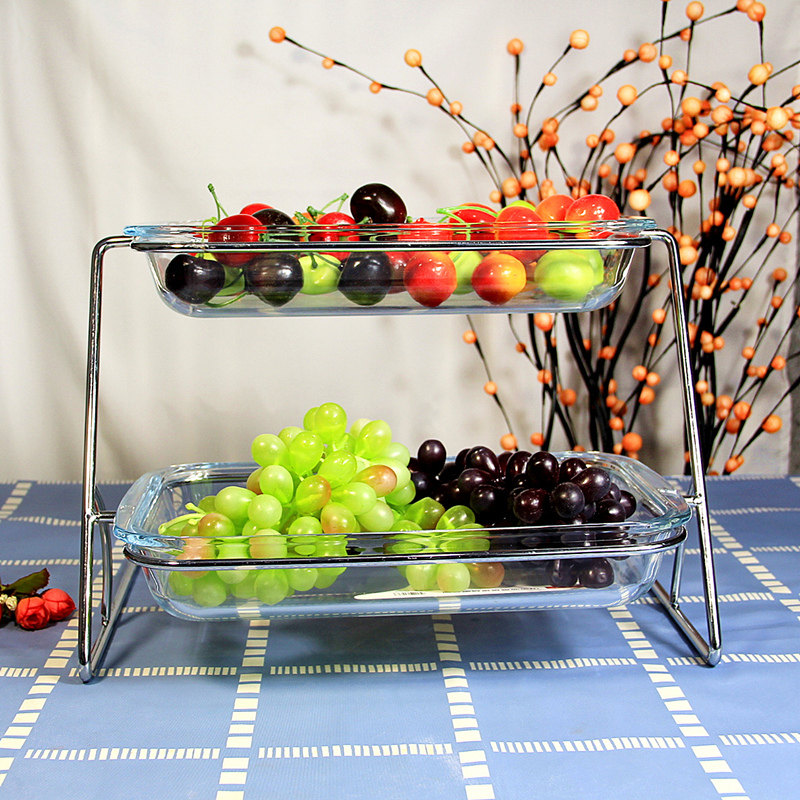 两层层水果盘多层果盘双层自助餐台食物展示盘架子金属套装中式