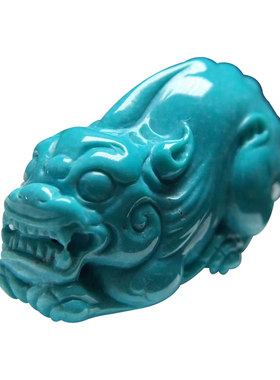 湖北天然高瓷绿松石貔貅雕件x吊坠雕刻件项坠项链挂件隔珠配件配
