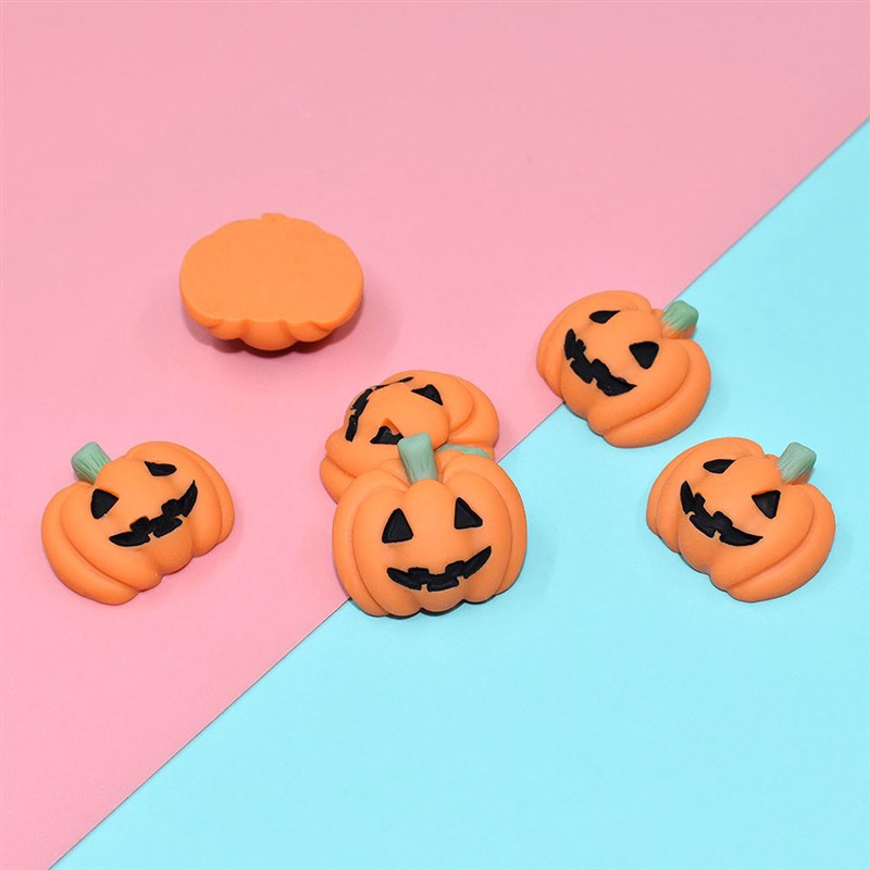 网红20Pcs Cute Halloween Pumpkin Flatback Resin Cabochon Scr