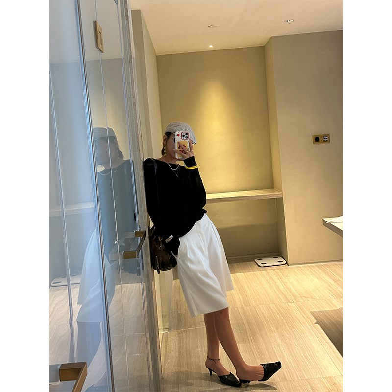 西装短裤女款夏季2024新款薄款休闲裤时尚宽松直筒五分裤阔腿裤